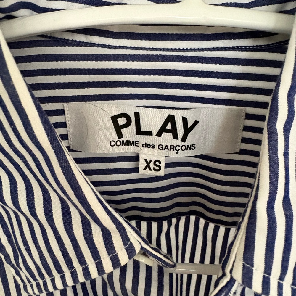 Comme des Garcons Navy Striped Button Down Shirt - Picture 3 of 7